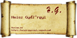 Heisz Györgyi névjegykártya